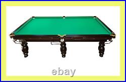 10ft Pool Table Slate billiard Color Dark Nut Green Cloth / leather pockets