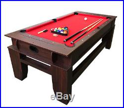 2 in 1 7Ft Red Pool Table Billiard become an Air Hockey Table with accessories