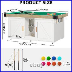 2 in 1 Cat Litter Box Enclosure Cabinet Wooden Cat Toys Mini Pool Table Tower