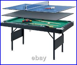 3 in 1 Pool Table Ping Pong Dining Table Combo, 65.75in Foldable Billiard Tables