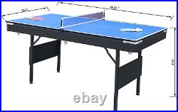 3 in 1 Pool Table Ping Pong Dining Table Combo, 65.75in Foldable Billiard Tables