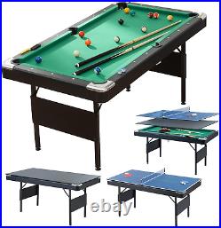 3 in 1 Pool Table Ping Pong Dining Table Combo, 65.75in Foldable Billiard Tables