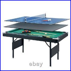 3 in 1 Pool Table Ping Pong Dining Table Combo, 65Folding Pool Table Game Table