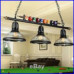 39 Hanging Pool Table Lights Fixture Billiard Pendant Lamp with 3 Glass Shades