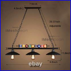 39 Hanging Pool Table Lights Fixture Billiard Pendant Lamp with 3 Metal Shades