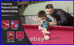 4.5Ft Folding Billiard Table Pool Table Kid Adults Mini Game Table 2 Sticks Red