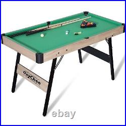 4.5Ft Pool Table Foldable Billiard Table Kid Adult Mini Game Table 2 Stick Green