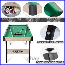 4.5Ft Pool Table Foldable Billiard Table Kid Adult Mini Game Table 2 Stick Green