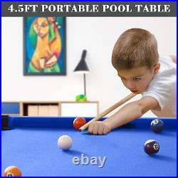 4.5Ft Portable Pool Table, Compact Billiards Table for Kids Teens Adults, Small