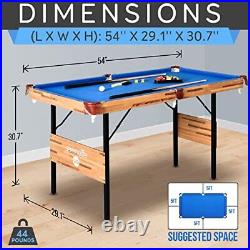 4.5ft Folding Pool Table, 54in Portable Foldable Billiards Game Table for