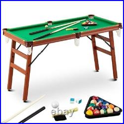 4.5ft Folding Pool Table, 55 Inches Portable Billiard Table with 2 Cues, 16