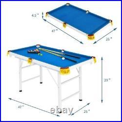 47 Folding Billiard Table Pool Game Room Table for Kids with Cues & Brush Chalk