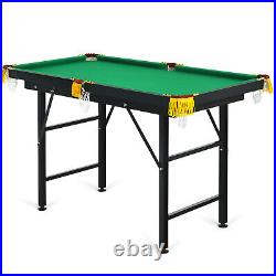 47 Folding Billiard Table Pool Game Table Indoor Kids with Cues Brush Chalk Green