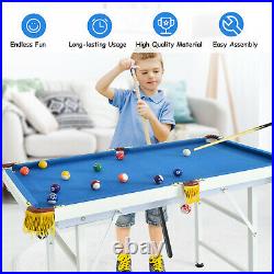 47 Folding Billiard Table Pool Game Table for Kids with Cues & Chalk & Brush