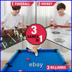 48In 3-In-1 Convertible Combo Family Game Table Foosball Soccer Billiards Pool