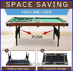 5.5 Ft Portable Pool Table, Billiard Tables, Foldable Pool Table Space-Saving wi