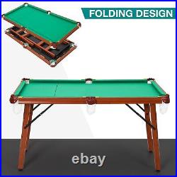 55×27'' Folding Pool Table Portable Kids Billiard Desk Indoor Game with2 Cue Stick