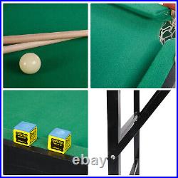 55 Folding Pool Table Billiard Desk Set Indoor Game Cue Ball Chalk Brush Green