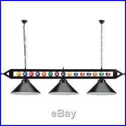 59 Billiard Pool Table Lighting Fixture with 3 Metal Lamp Shades for Game Room
