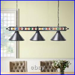 59 Billiard Pool Table Lighting Fixture with 3 Metal Lamp Shades for Game Room