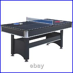 6 FT Pool Table with Table Tennis Top Black with Green Felt Indoor Gaming Desk