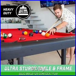 6' Red Portable Pool Billiards Table Set