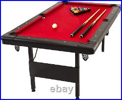 6' Red Portable Pool Billiards Table Set
