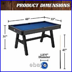 60 Arcade Billiard Compact Design Pool Table with Accessories for Small Spaces