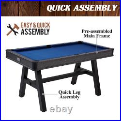 60-Inch Pool Table Billiards Game Room Fun Pre Assembled Frame Thick Playfield