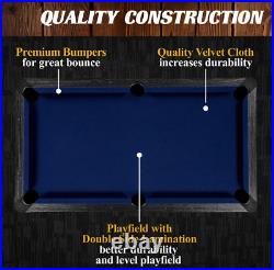 60-Inch Pool Table Billiards Game Room Fun Pre Assembled Frame Thick Playfield