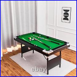 6ft Billiard Table Pool Table Foldable with Ball Cue Chalk Brush Family Game