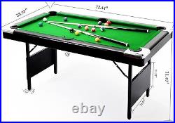 6ft Billiard Table Pool Table Foldable with Ball Cue Chalk Brush Family Game