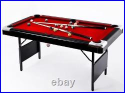 6ft Billiard Table Pool Table Foldable with Ball Cue Chalk Brush Room Family Game