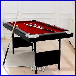 6ft Billiard Table Pool Table Foldable with Ball Cue Chalk Brush Room Family Game