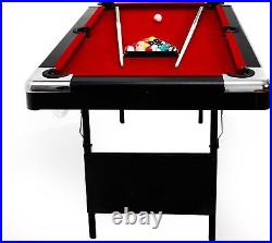 6ft Billiard Table Pool Table Foldable with Ball Cue Chalk Brush Room Family Game