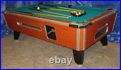 7' Dynamo Light Oak Coin-op Pool Table With Red Cloth Also Avail In 6 1/2', 8