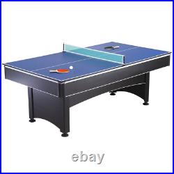 7' Ft Billiards Pool & Table Tennis Ping Pong Combo Set W Cues Paddles & Balls