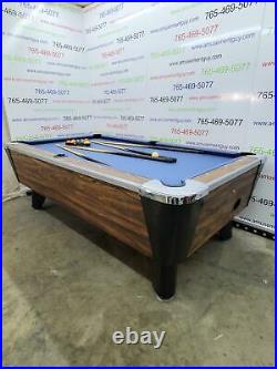 7' Valley Birdseye Maple Coin-op Pool Table With New Blue Cloth