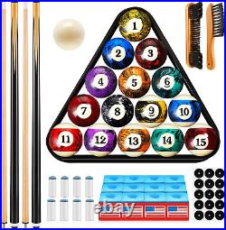 71Pcs Pools Table Accessories Billiard Pool Balls with Triangle Ball Stand Cue C