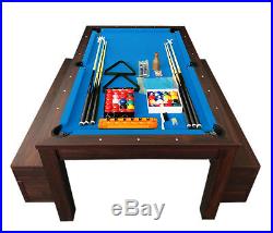 7Ft Pool Table Billiard Blue became a dinner table with benches m. Rich Blue