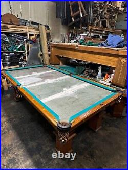8' Antique Pool / Billiard Table Wide Grain Oak Delivery Possible ($$$)
