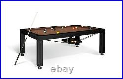 8' BLACK LUXURY CONVERTIBLE DINING POOL TABLE Billiard Dining Desk Fusion VISION