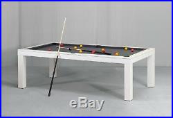 8' LUXURY CONVERTIBLE DINING POOL TABLE Billiard Dining Desk Fusion VISION White
