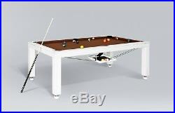 8' LUXURY CONVERTIBLE DINING POOL TABLE Billiard Dining Desk Fusion VISION White
