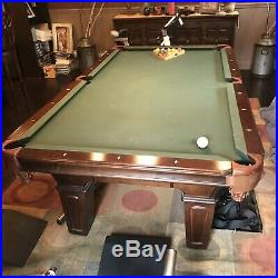 8 Olhausen Pool Table Reno Cherry Laminate With Accessories And Cabinet Include