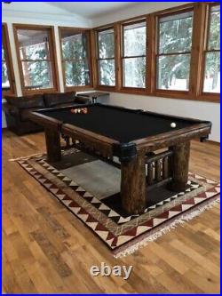 8 ft pine log pool table. 1 inch Brazilian slate