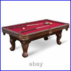 87 Pool Table Billiard Full Set Accesories Burgundy Cloth Triangle Balls Cues