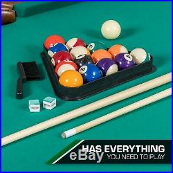 87in. Pool Table Billiard Set Light Cues Balls Chalk Triangle Brush Game Room