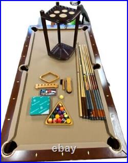 8ft ABC Mahogany pool table (used) with Cue Rack