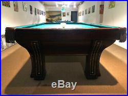 9' Antique Brunswick Balke Collender Westminster Pool Table & Ball Return